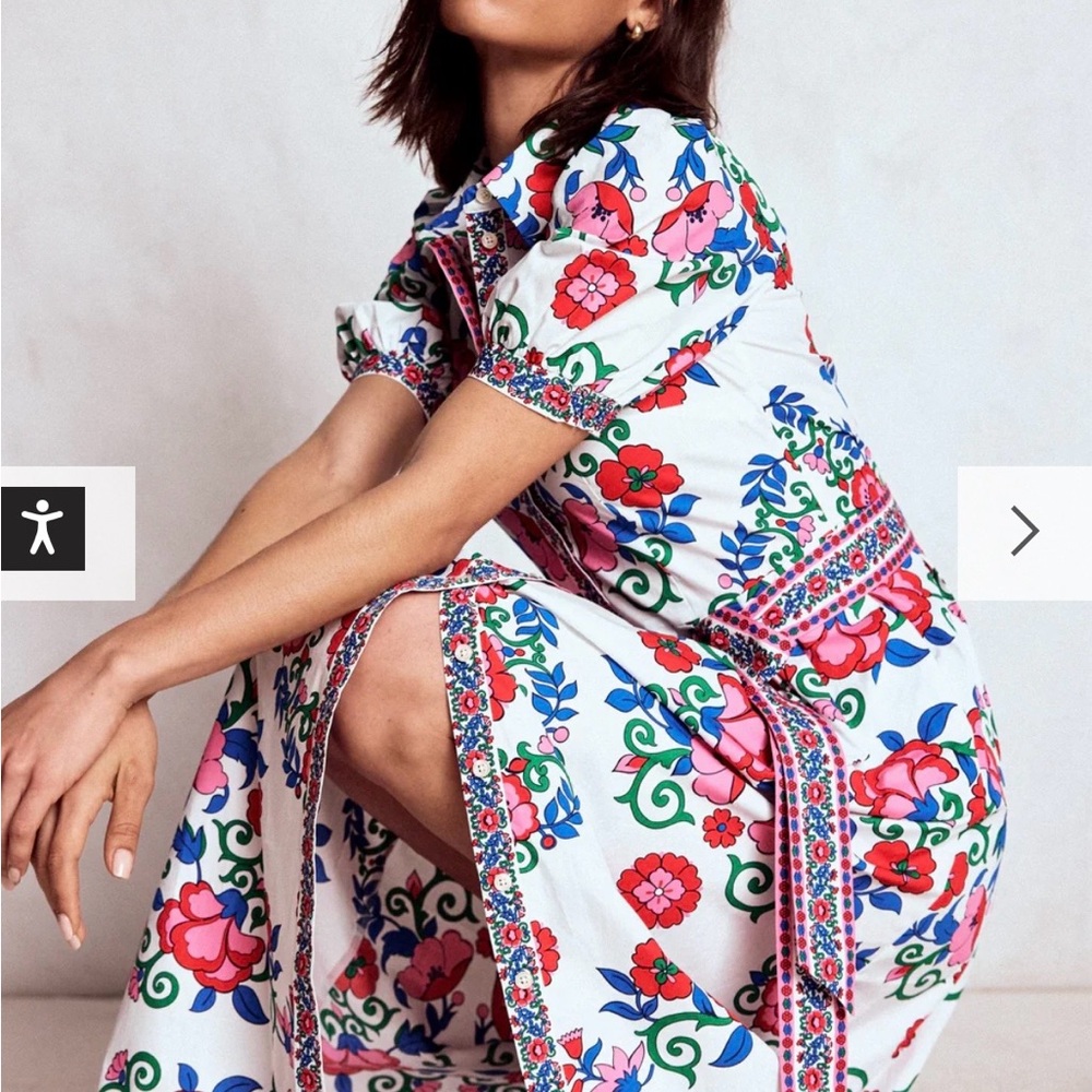 New Boden Alexa Floral Maxi Shirt Dress Ornamental Lattice - Picture 2 of 11